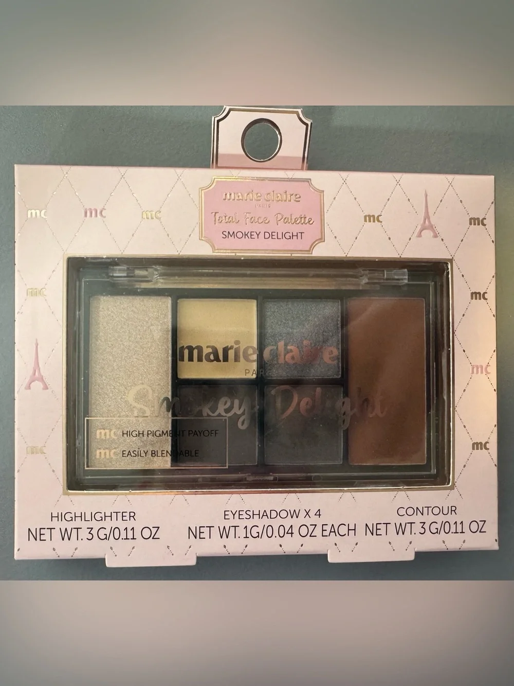 Marie Claire Smokey Delight Face Palette blush eyeshadow Neutral Brown & Gold